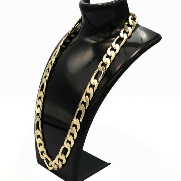 12MM ITALIAN THICK! 14KT GOLD FIGARO 20" NECKLACE - Picture 1 of 4